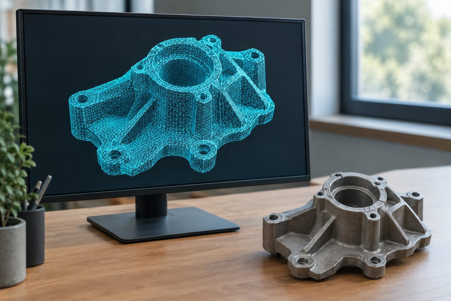 Das fertige 3D-Modell am Bildschirm, frei drehbar, mit Farbe und Oberflächenstruktur.